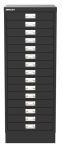 Meerladenkast Bisley  -15, A4 formaat, 15 laden, zwart, incl. sokkel