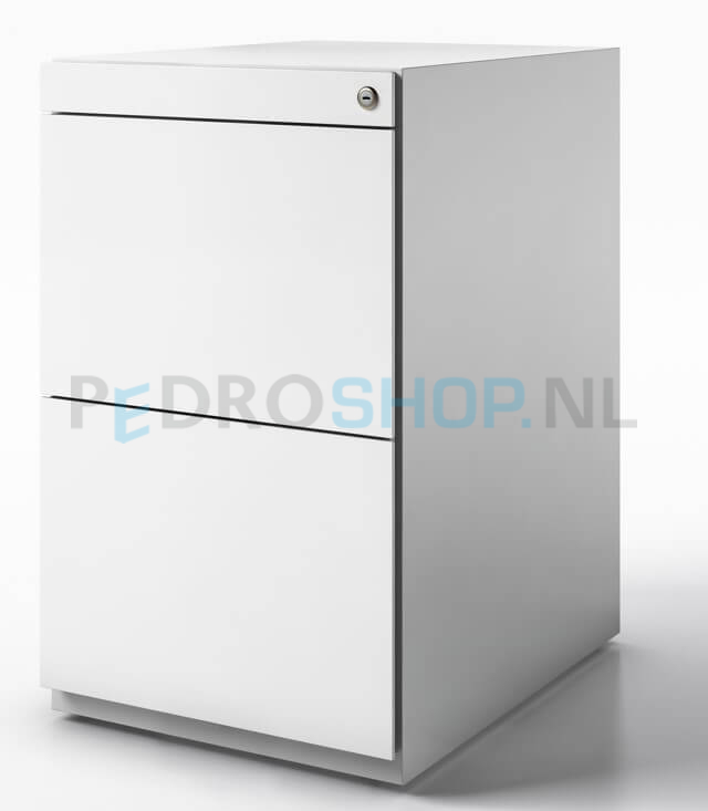 Stand ladenblok Bisley Basic met 2 laden, 69,8 cm hoog, 56,5 cm diep, wit